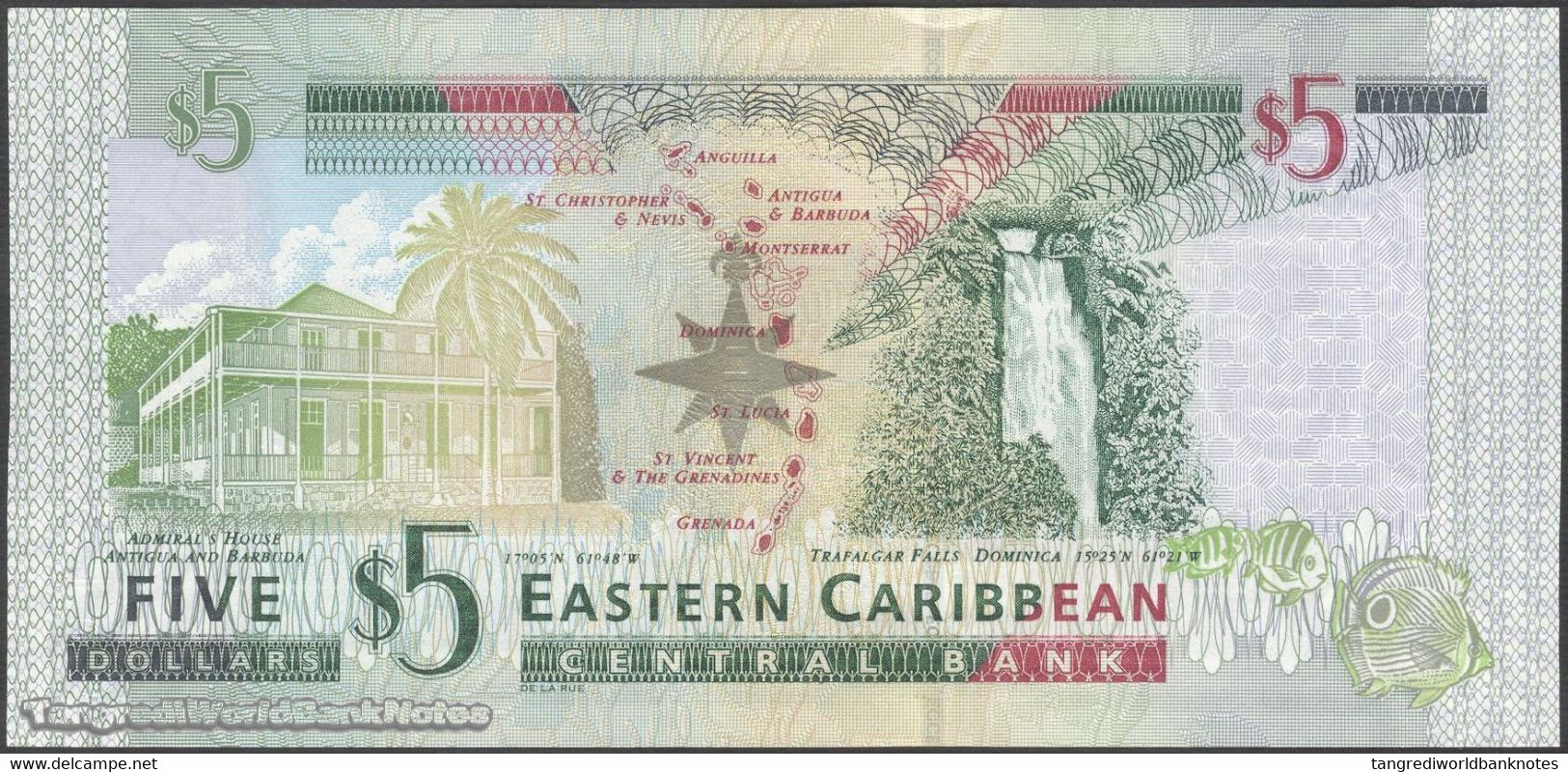 TWN - EAST CARIBBEAN STATES 47 - 5 Dollars 2008 Prefix BX UNC - Caraibi Orientale