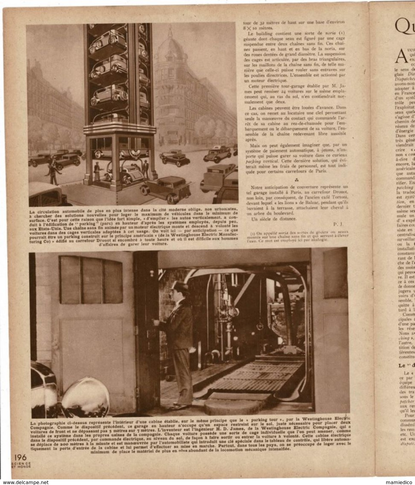 1931 Revue SCIENCE ET MONDE N°13 Parkings En Hauteur,Hydravion,Ingénieurs Dispatchers, L'Atlantide, Doryphores - Autres & Non Classés