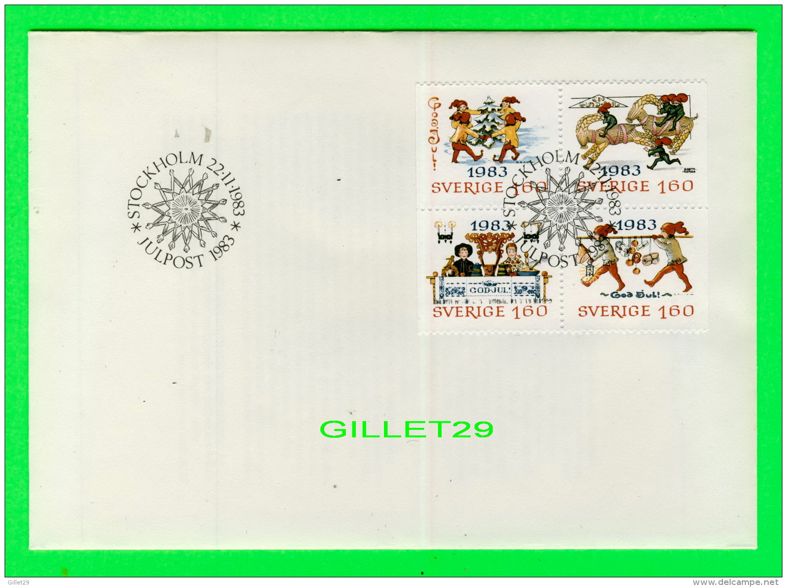 SUÈDE - TIMBRES CORRESPONDANCE DE NOEL, STOCKHOLM 1983 - FDC - ADMINISTRATION DES POSTES SUEDOISES - - FDC