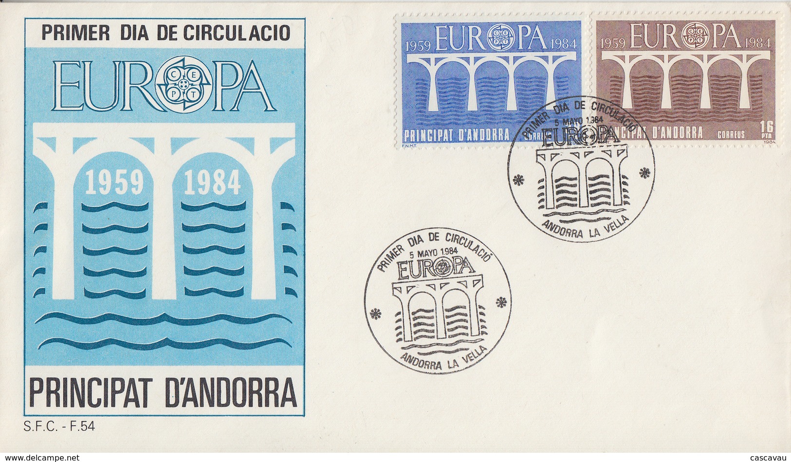 Enveloppe  FDC  1er  Jour    ANDORRE   ANDORRA     EUROPA    1984 - 1984