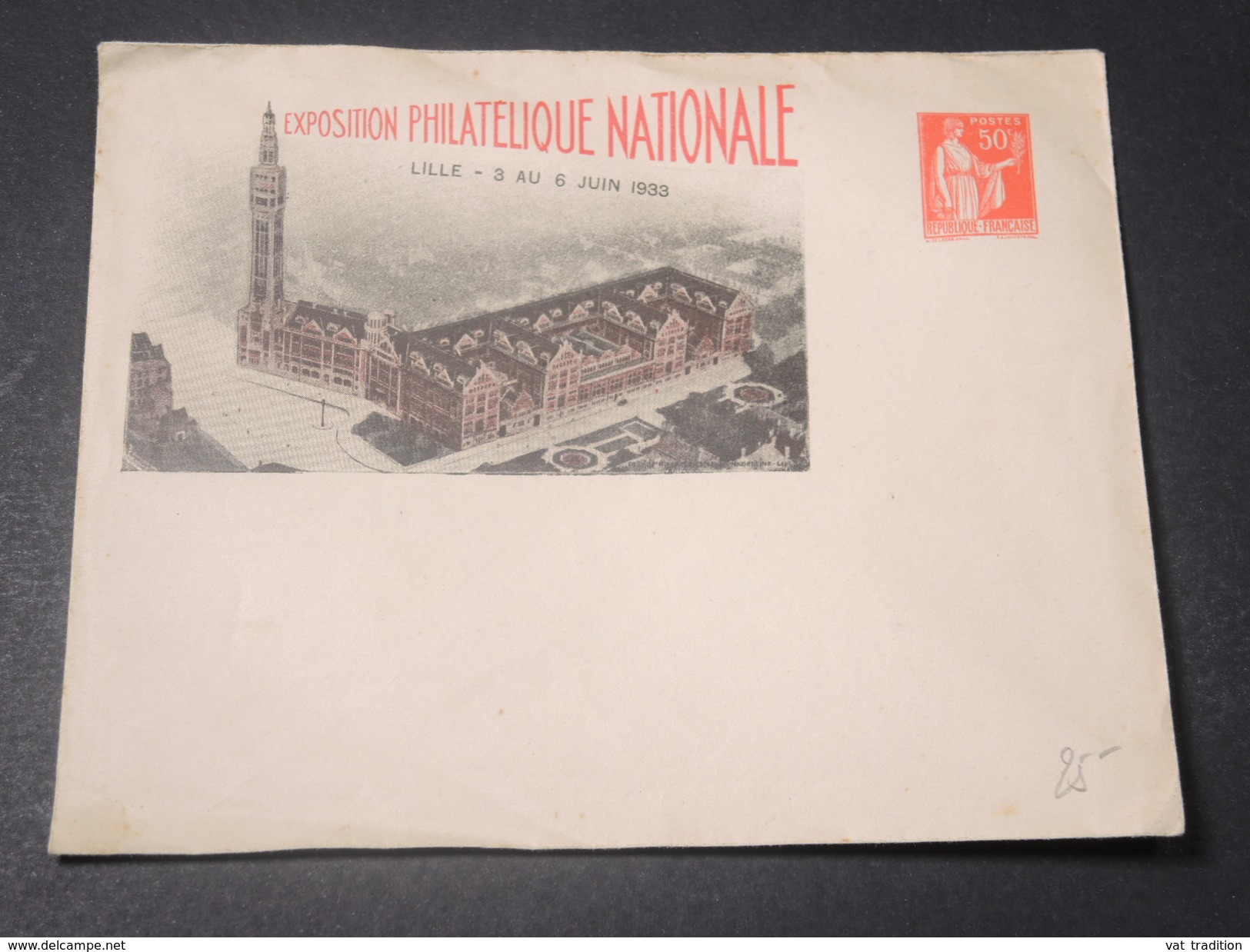 FRANCE - Entier Postal Type Paix , Repiquage De L 'exposition De Lille En 1933 - L 11480 - Overprinted Covers (before 1995)