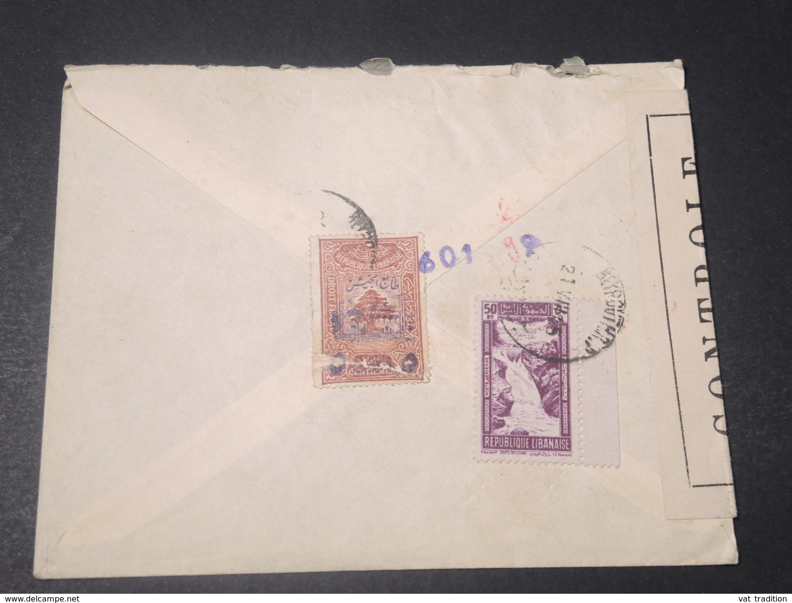 GRAND LIBAN - Enveloppe De Beyrouth Pour Paris En 1945 Avec Contrôle, Affranchissement Plaisant Recto Et Verso - L 11485 - Cartas & Documentos