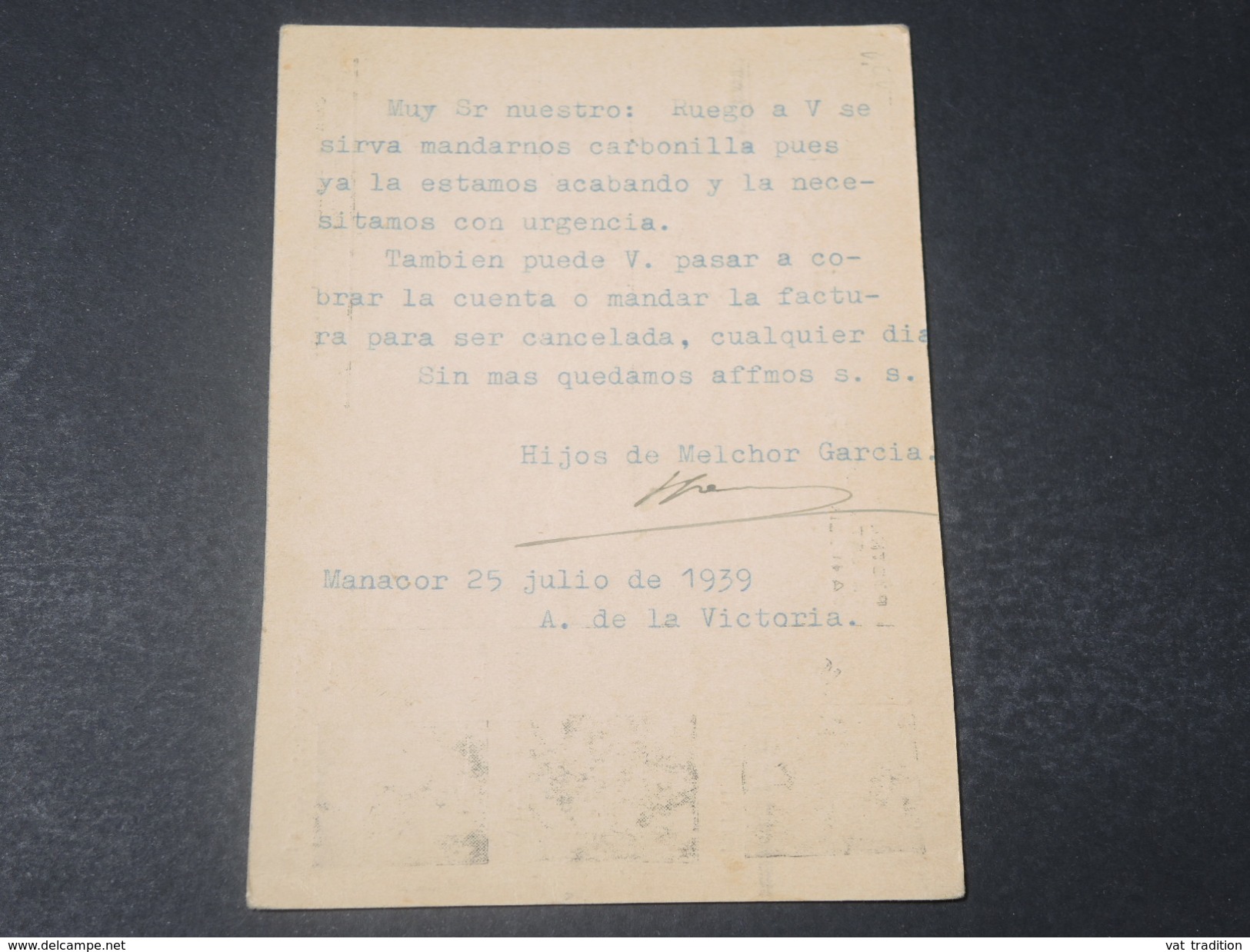 ESPAGNE - Carte Patriotique Nationaliste ,  De Manacor Pour  Sineu En 1939 Avec Censure- L 11490 - Nationalistische Censuur