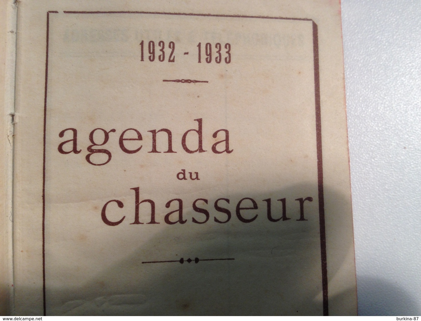 AGENDA Du CHASSEUR, 1932/ 1933, Bords Dorés - Formato Piccolo : 1921-40