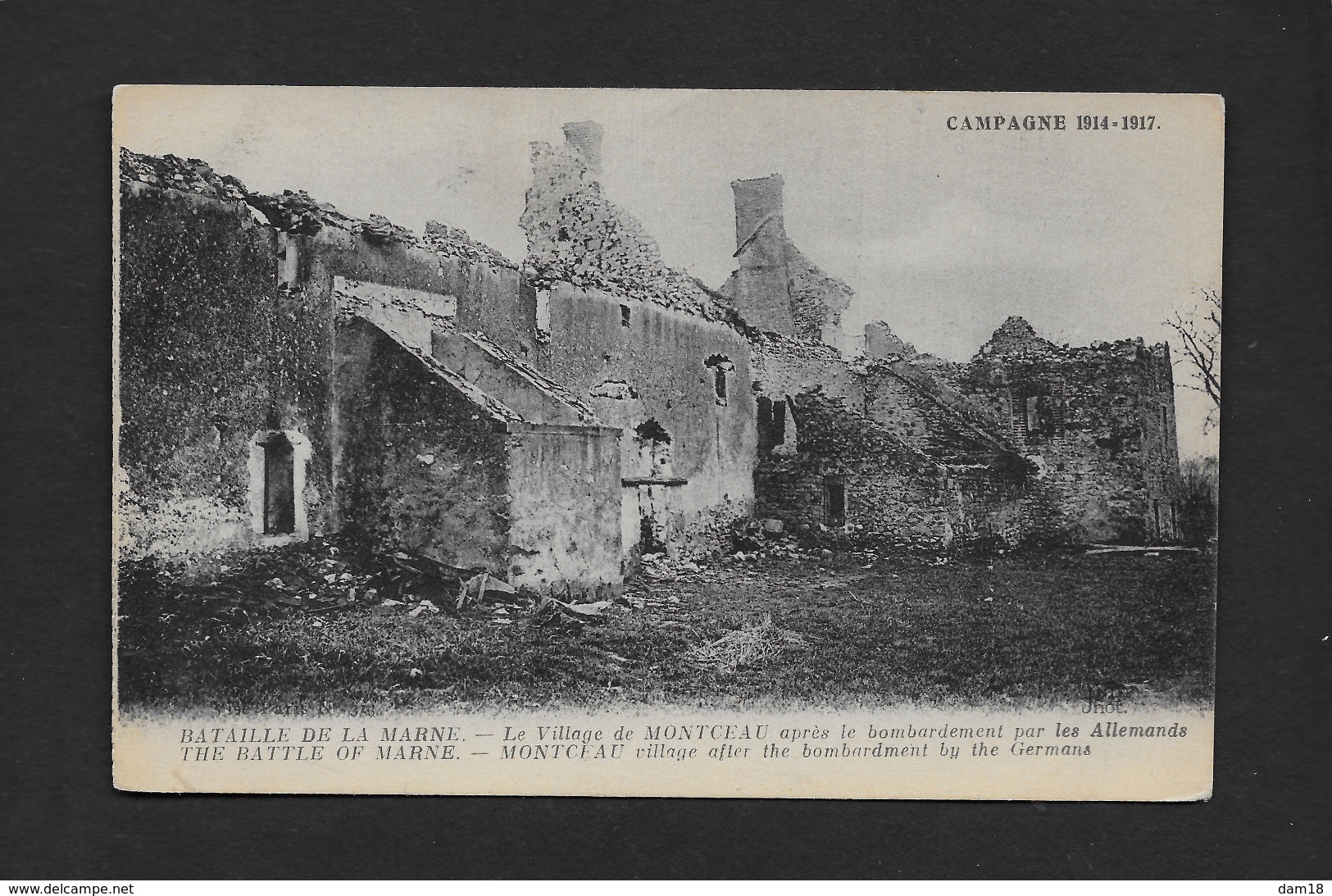 MONTCEAU LES PROVINS (77) 1916 BATAILLE DE LA MARNE VUE RUINES TBE PHOTOS R/V - Autres & Non Classés