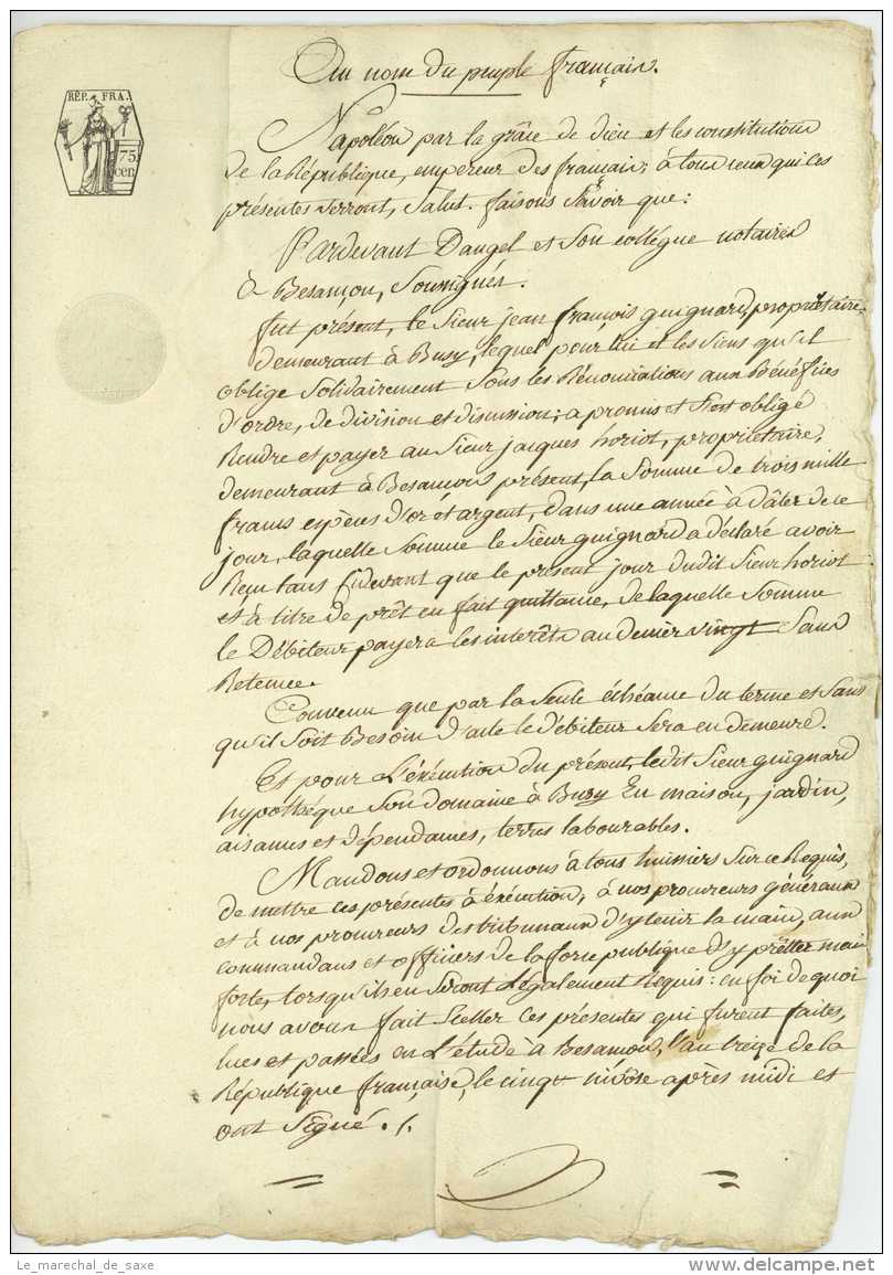 Besancon 1804 Obligation Guignard Busy Horiot Dangel 3 Pp - Manuscritos