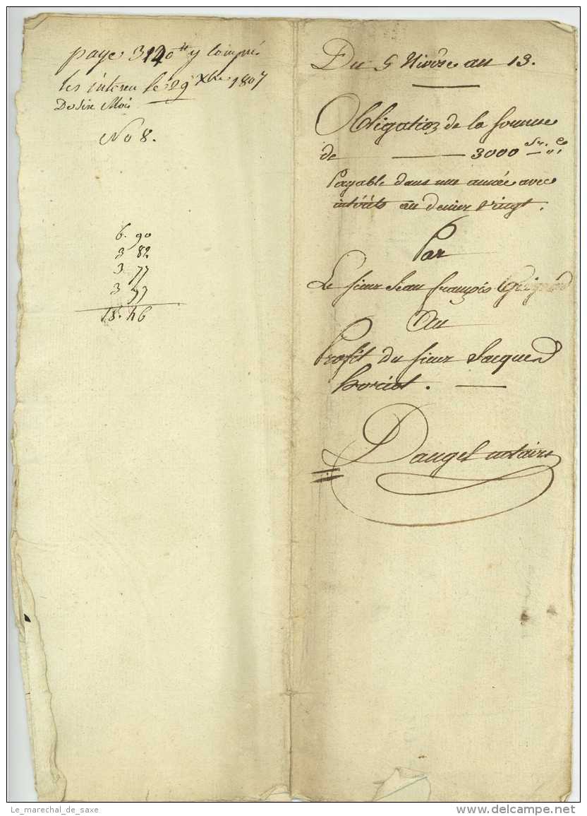 Besancon 1804 Obligation Guignard Busy Horiot Dangel 3 Pp - Manuscripts