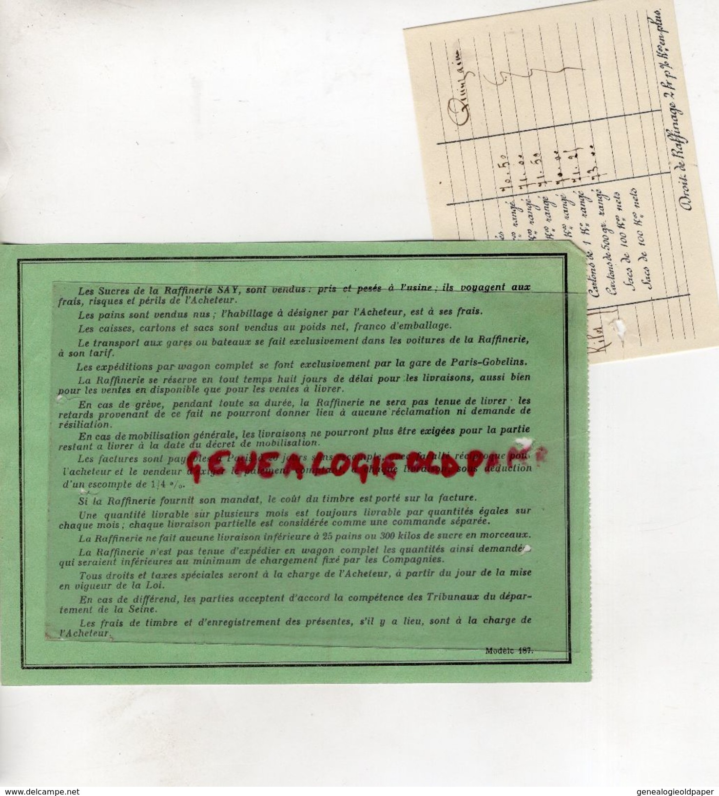 36- CHATEAUROUX-RARE BON COMMANDE PRIX RAFFINERIE SUCRERIE SAY-REPRESENTANT VICTOR GAUVIN-39 RUE HOSPICE-1914 - Alimentaire