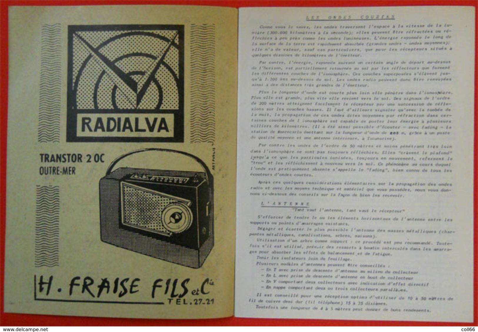 1960 RARE Brochure Toutes Les Ondes Courtes à Madagascar Radio TSF émettant En OC & OM Publicités - Littérature & Schémas