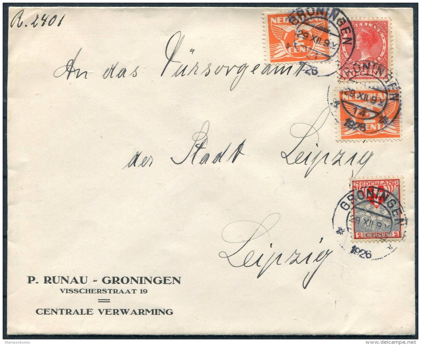 1926 Netherlands Groningen Cover - Leipzig Germany - Covers & Documents