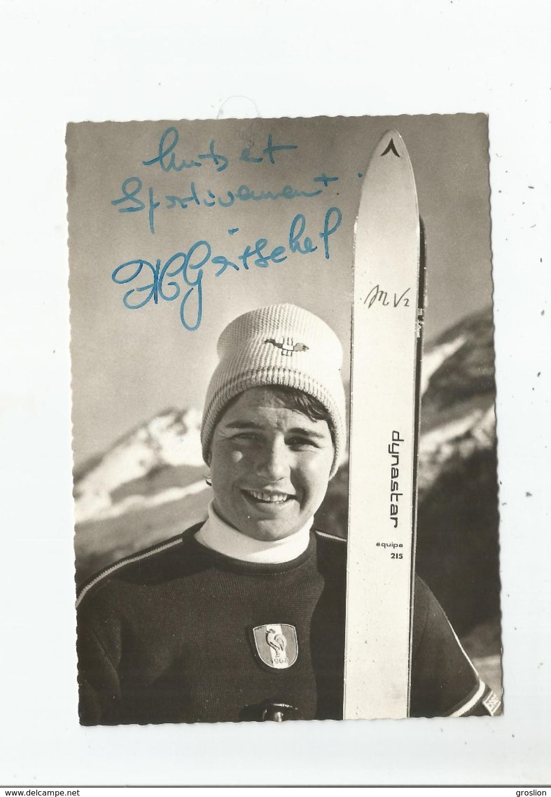 MARIELLE GOITSCHEL (FRANCE SKI ALPIN) DOUBLE CHAMPIONNE OLYMPIQUE CARTE AVEC AUTOGRAPHE 1968 - Other & Unclassified