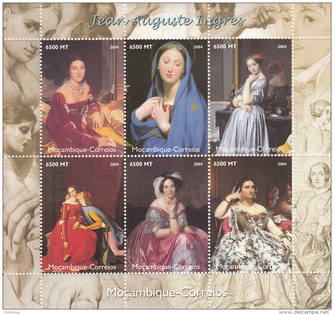 Mozambique 2004 MNH Scott #1729 Sheet Of 6 6500m Jean Auguste Ingres Paintings - Mozambique