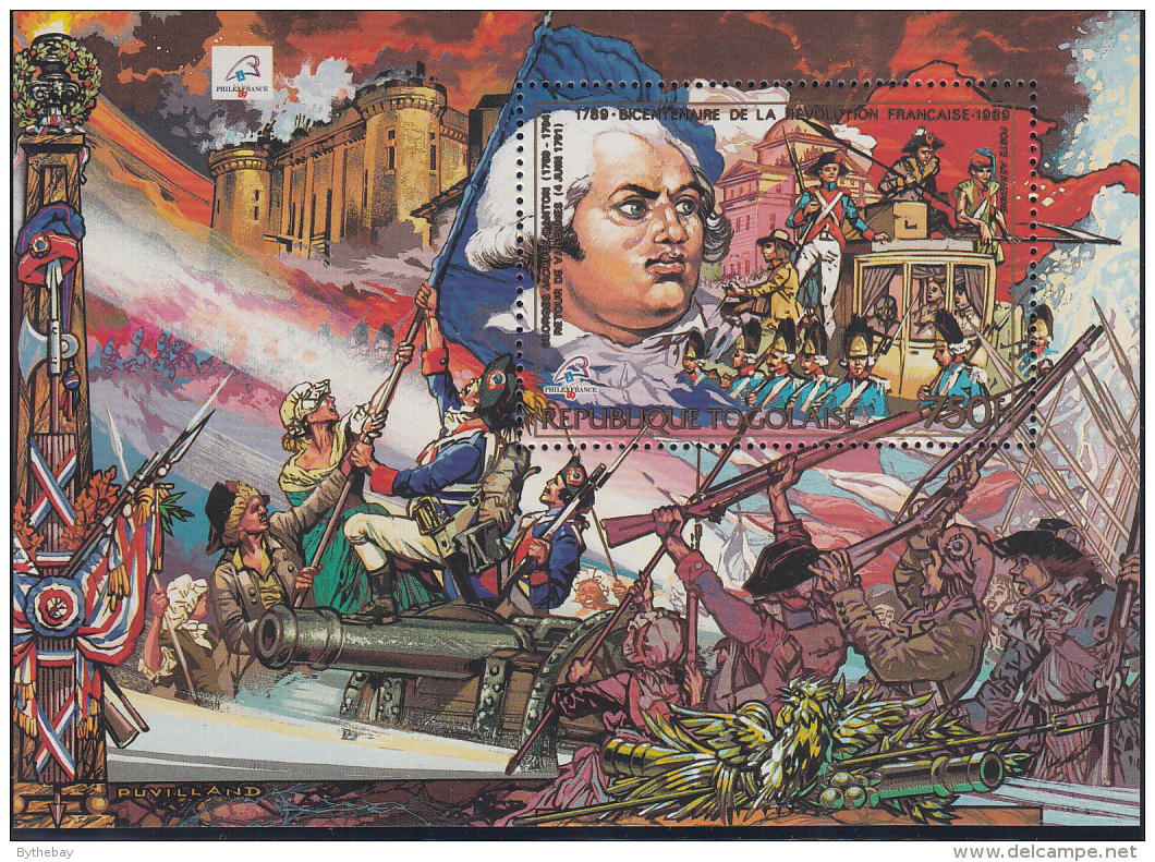 Togo 1989 MNH Scott #1539 Souvenir Sheet 750fr Bicentenary French Revolution PhilexFrance 89 - Togo (1960-...)