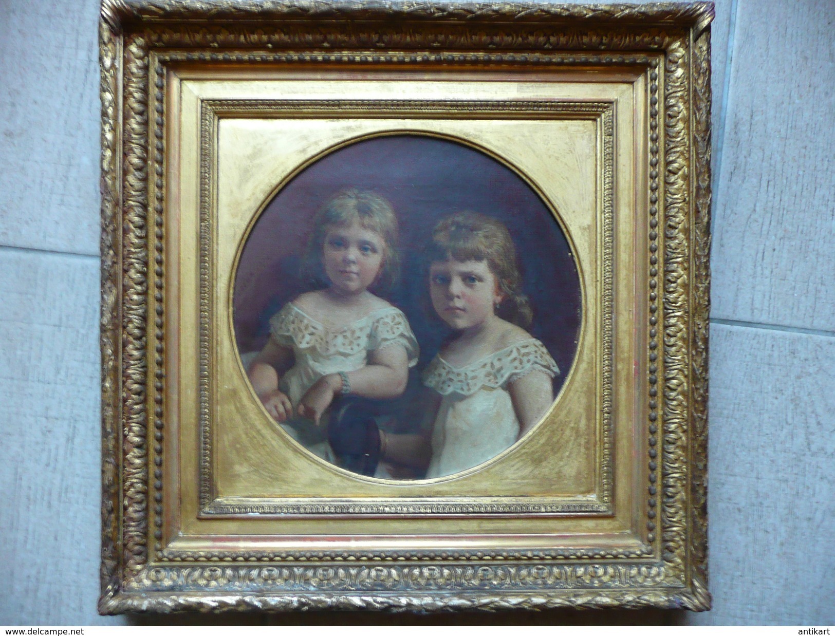 Charles Augustin Victor DOERR (1815-1894) Portrait Des Petites-filles 1878 - Oleo