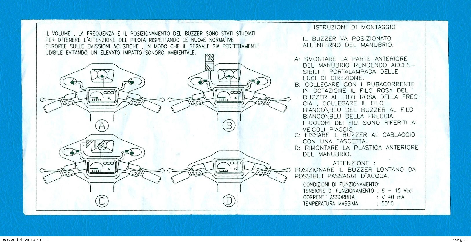 N.  1 KIT  BUZZER  - RICAMBI ORIGINALI -  Indicatore Di Direzione Acustico Ad Intermittenza Per Ciclomotori. - Sonstige Bauteile