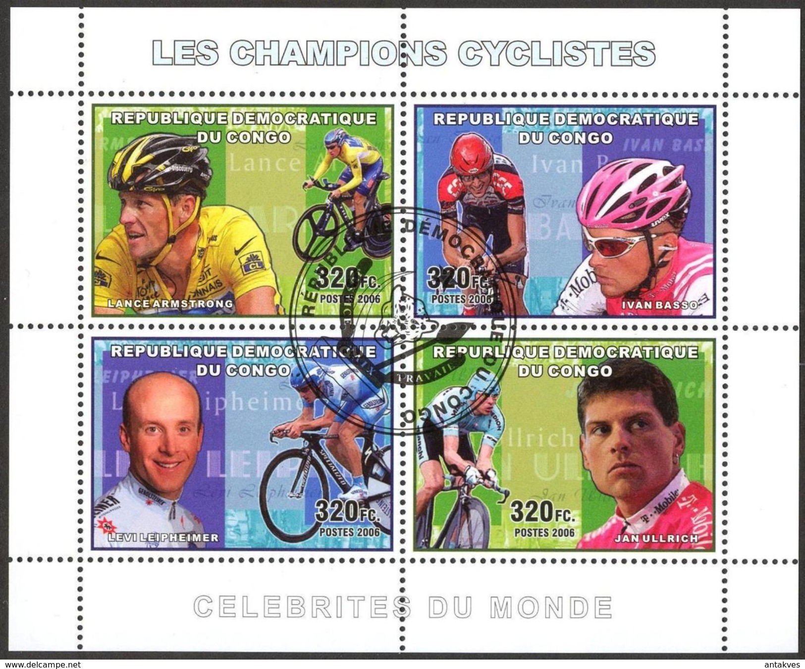 {CN02} Congo 2006 Cycling Champions Sheet Used / CTO - Afgestempeld