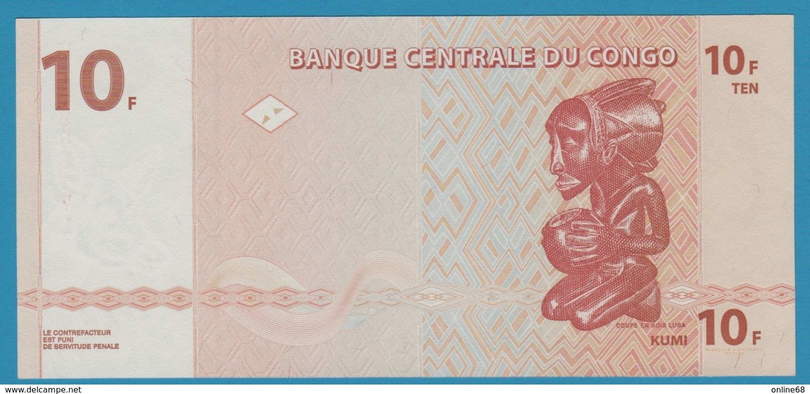 CONGO DRC 10 FRANCS 30.06.2003 #  H7596817L  P# 93 - Democratische Republiek Congo & Zaire