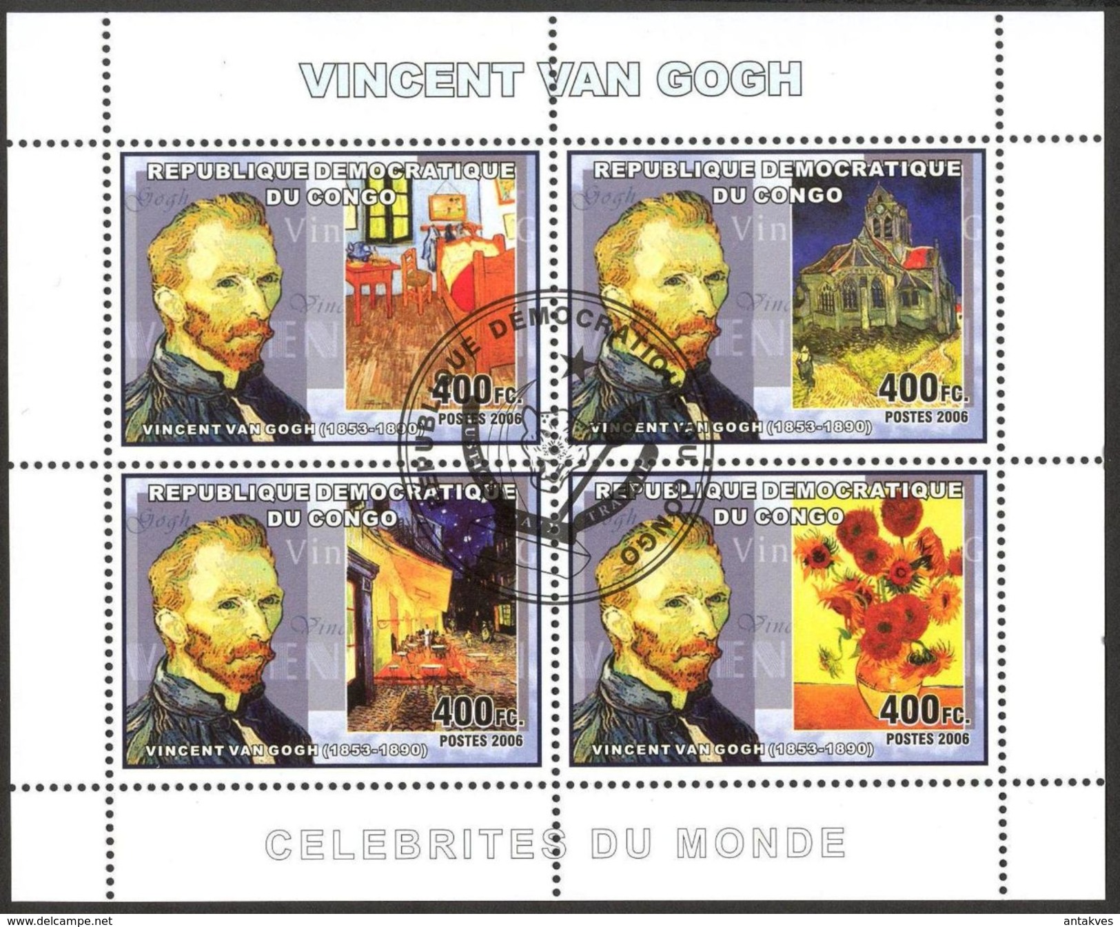 {CN07} Congo 2006 Art Paintings Vincent Van Gogh Sheet Used / CTO - Used