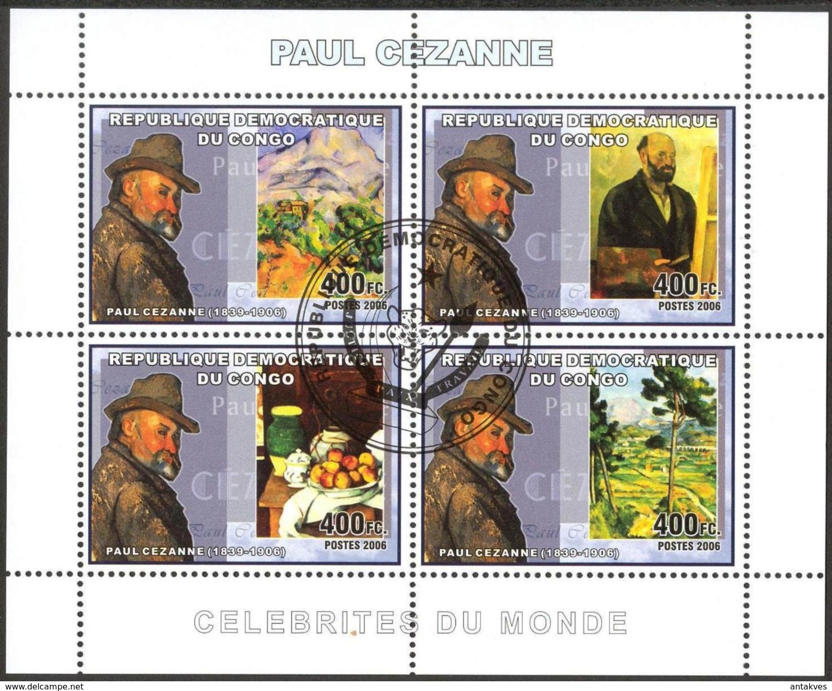 {CN08} Congo 2006 Art Paintings Paul Sezanne Sheet Used / CTO - Afgestempeld