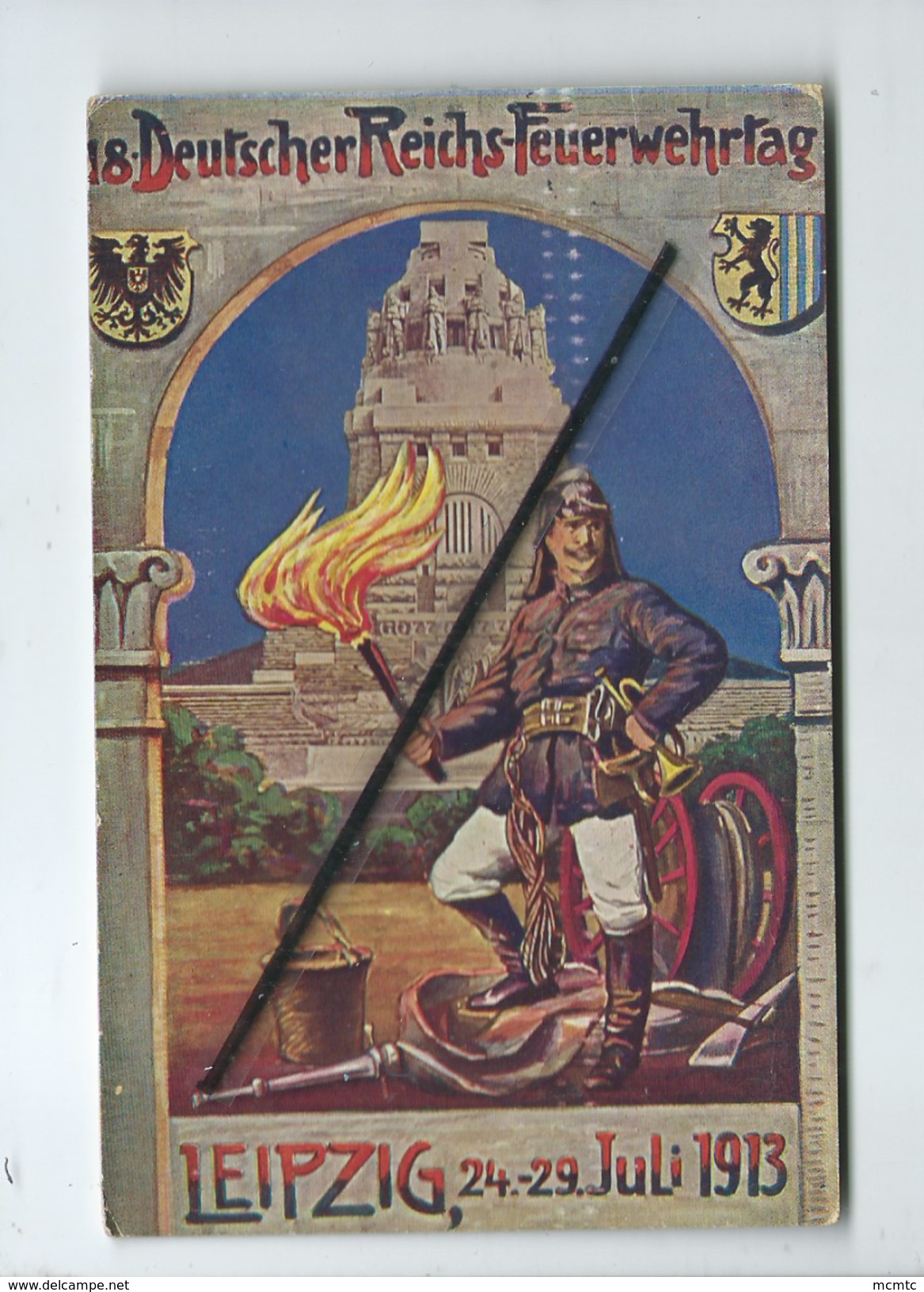 Carte Décollée - Pompier -Deutcher Reichs Feuerwehrtag - Leipzig 24-29 Juli 1913 - - Pompieri