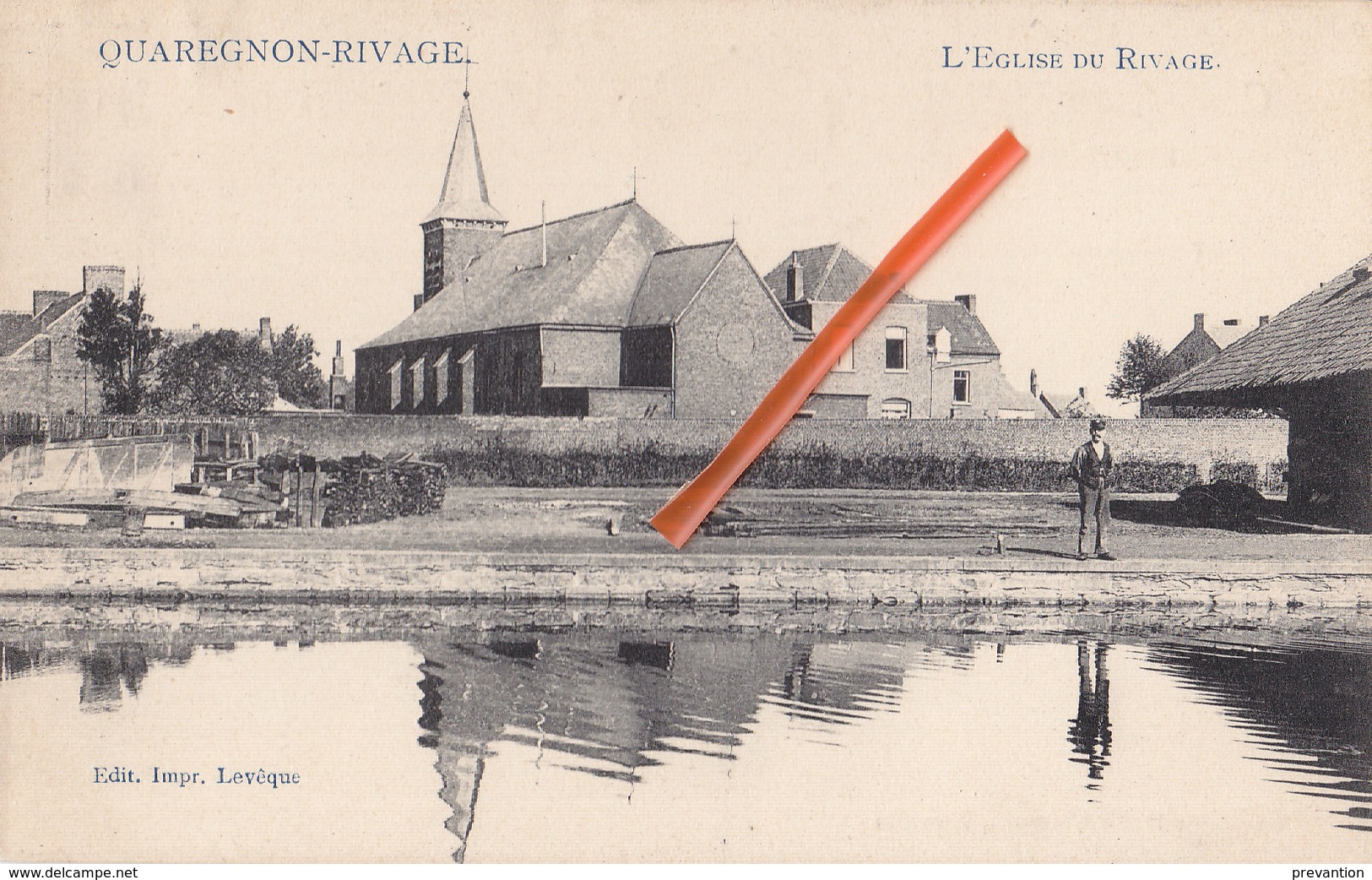 QUAREGNON-RIVAGE - L'Eglise Du Rivage - Avec Le Canal à L'avant Plan - Quaregnon