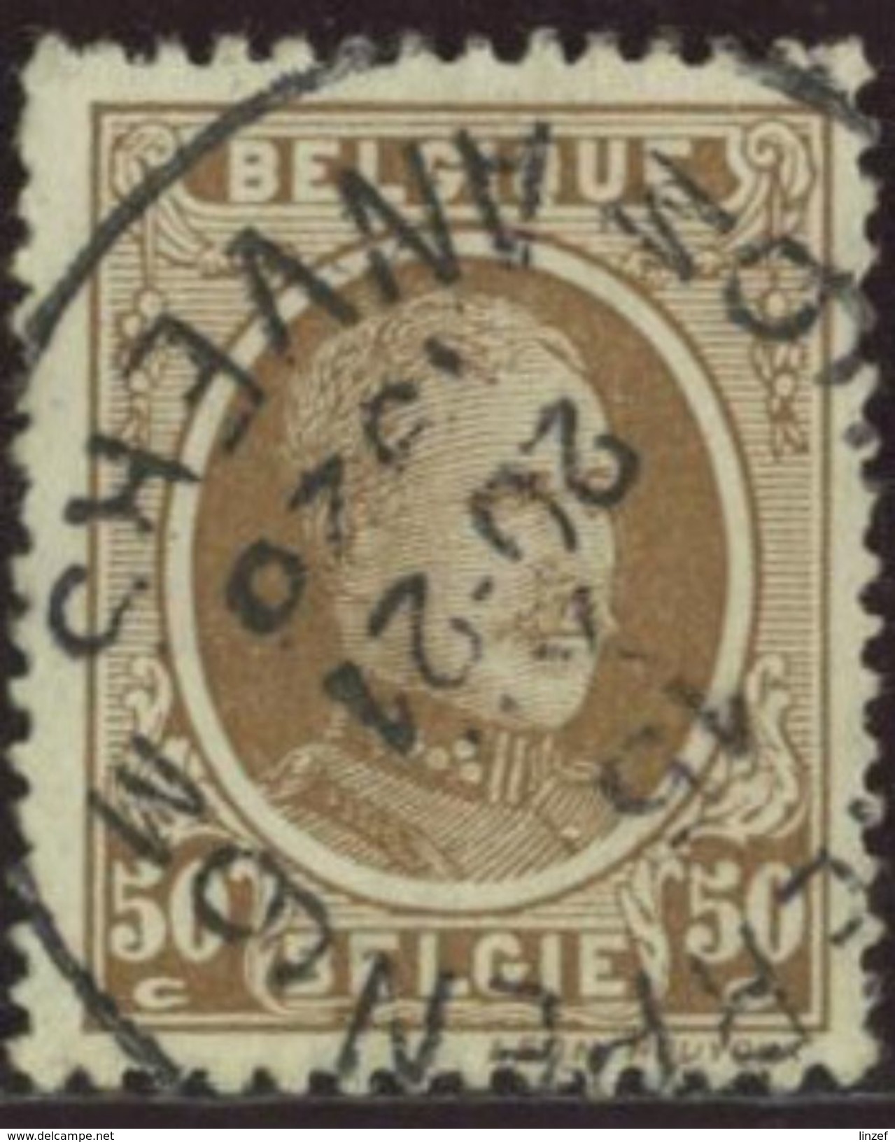 Belgique 1921 Yv. N°203 - 50c Bistre Albert Ier - Oblitéré - 1922-1927 Houyoux