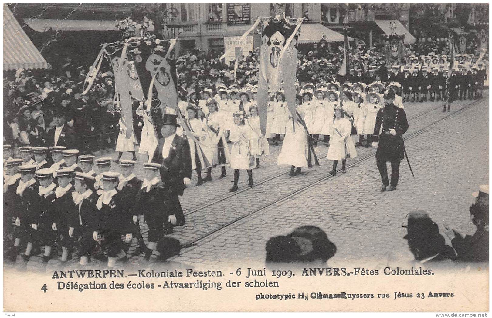 ANTWERPEN - Koloniale Feesten - 6 Juni 1909 - Afvaardiging Der Scholen - Antwerpen