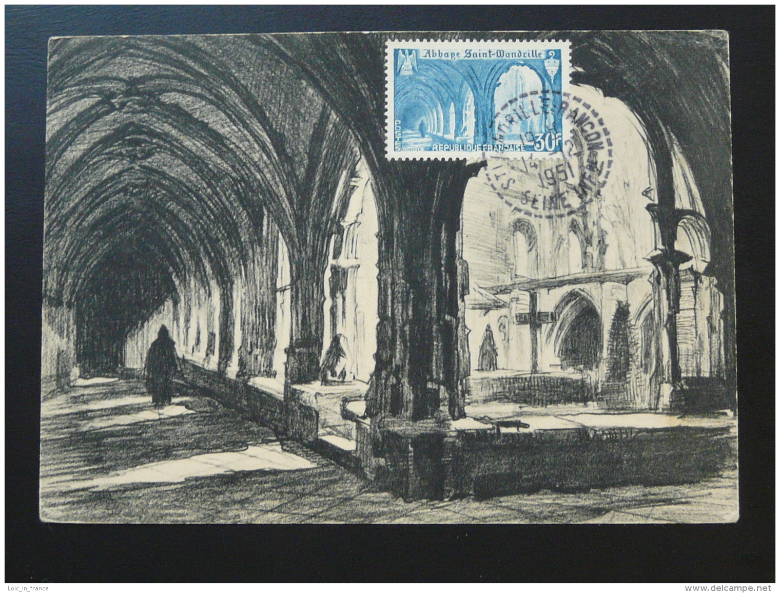 Carte Maximum Card Abbaye Saint Wandrille 1951 - 1950-1959