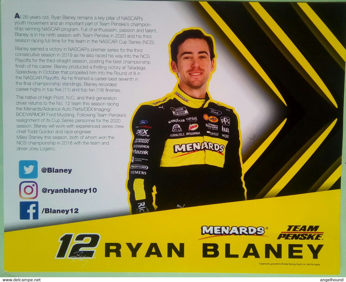 Ryan Blaney (American Race Car Driver) - Apparel, Souvenirs & Other