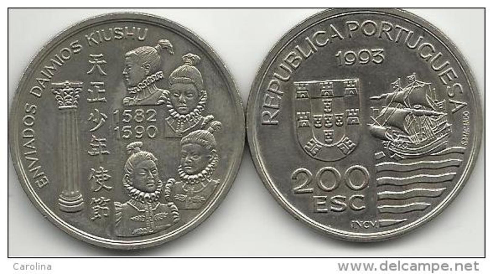 PORTUGAL- 200 ESCUDOS-KM#667-1993-1582/1590 ENVIADOS DAIMOS KIUSHU-UNC-COPPER-NICKEL - Portugal