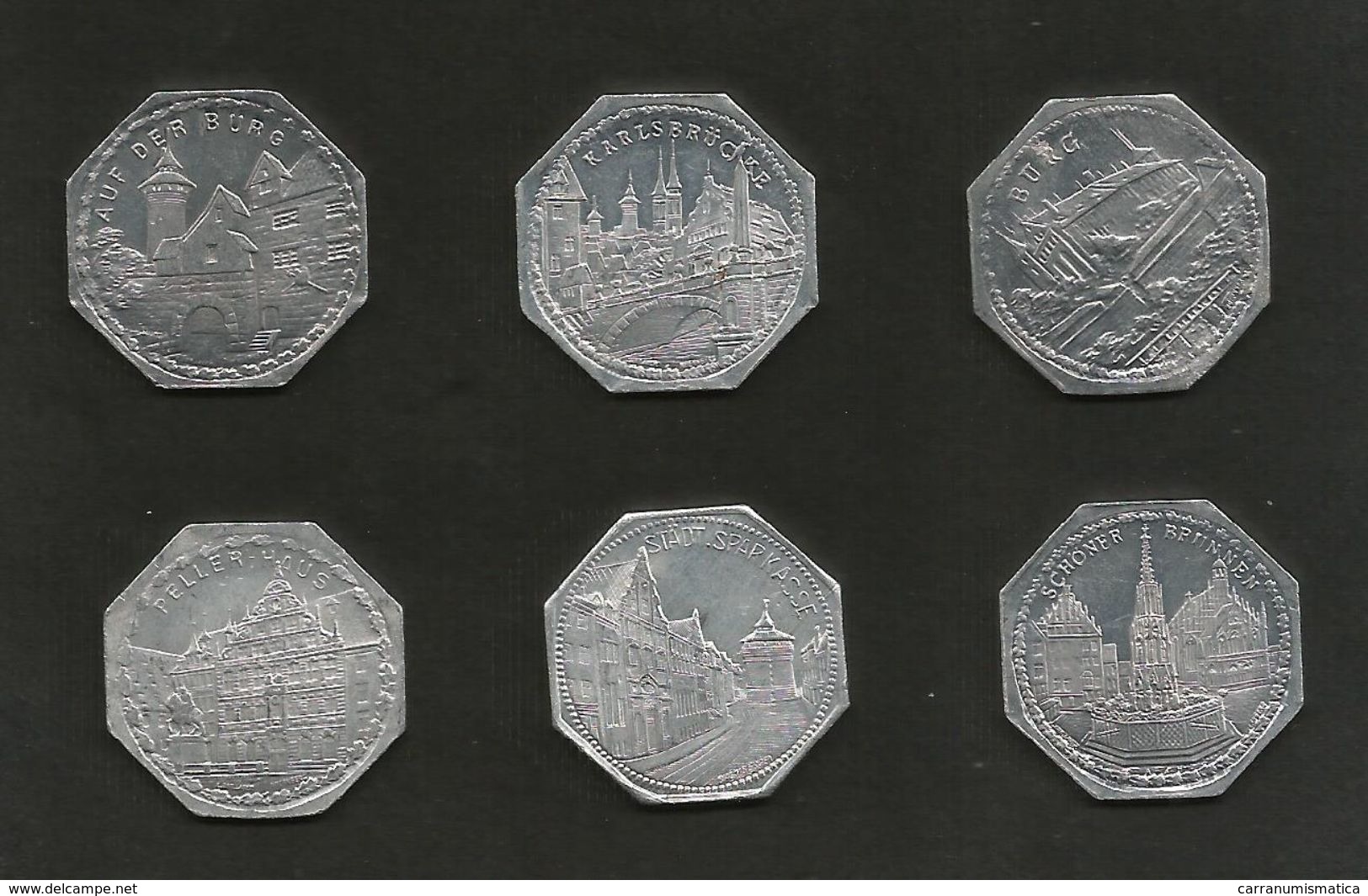 DEUTSCHLAND / GERMANY - NURNBERG STRASSENBAHN - 20 Pfennig (Monuments) - Lot Of 6 Tokens - Monetari/ Di Necessità