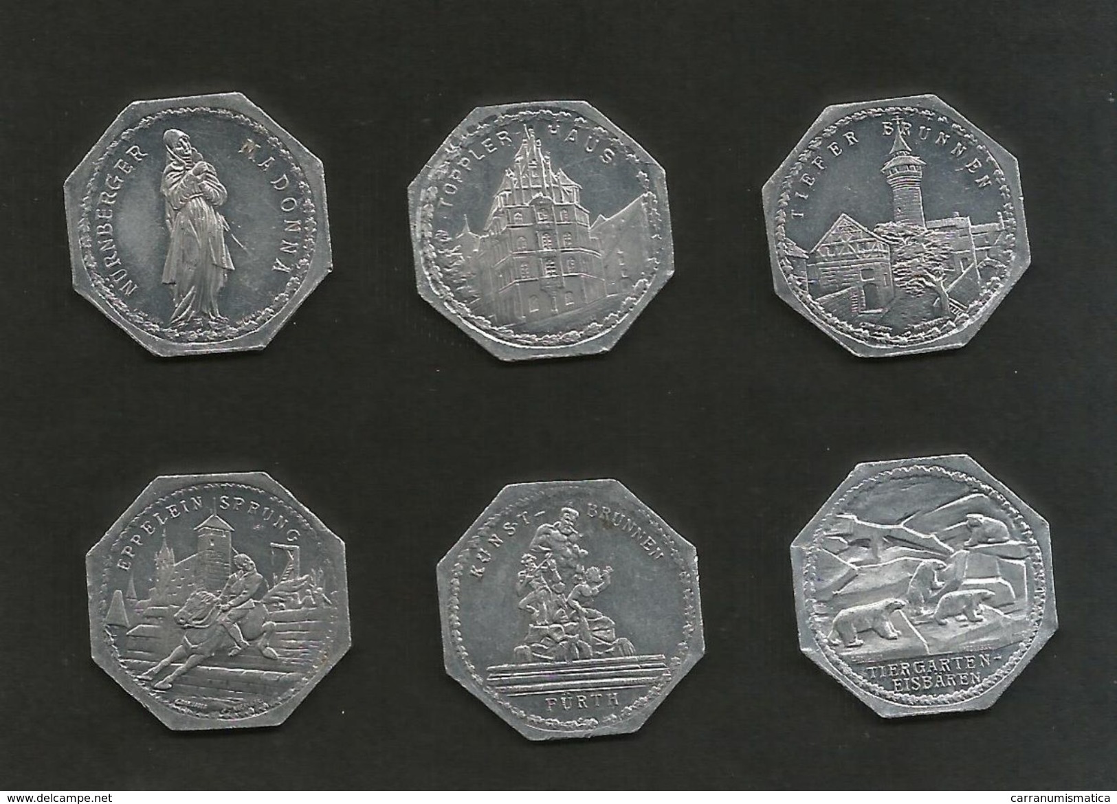 DEUTSCHLAND / GERMANY - NURNBERG STRASSENBAHN - 20 Pfennig (Monuments) - Lot Of 6 Tokens - Monetary/Of Necessity