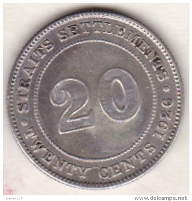 Straits Settlements , 20 Cents 1926 . George V. Argent. KM# 30b - Malaysia