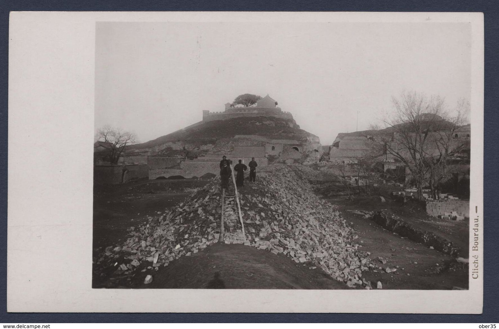 construction d'une ligne de chemin de fer en chine vers 1910. lot de 17 photos cartespostales.