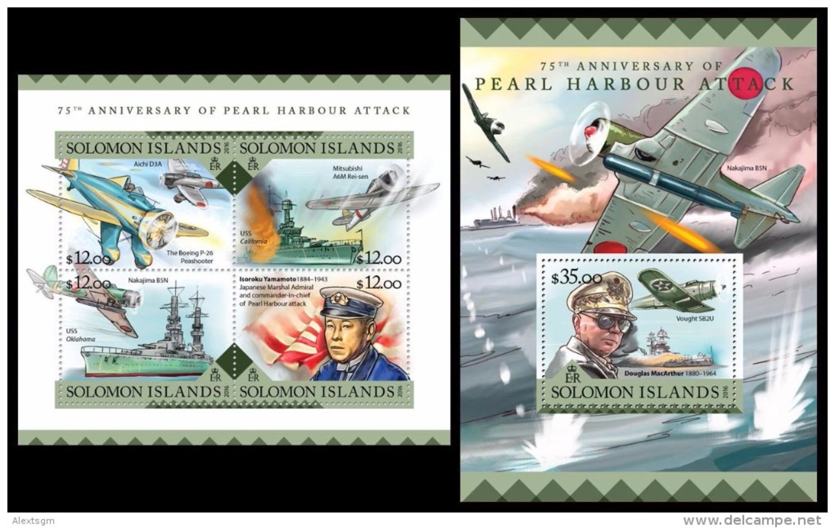 SOLOMON Isl. 2016 - World War 2: Pearl Harbour. M/S + S/S - Solomon Islands (1978-...)