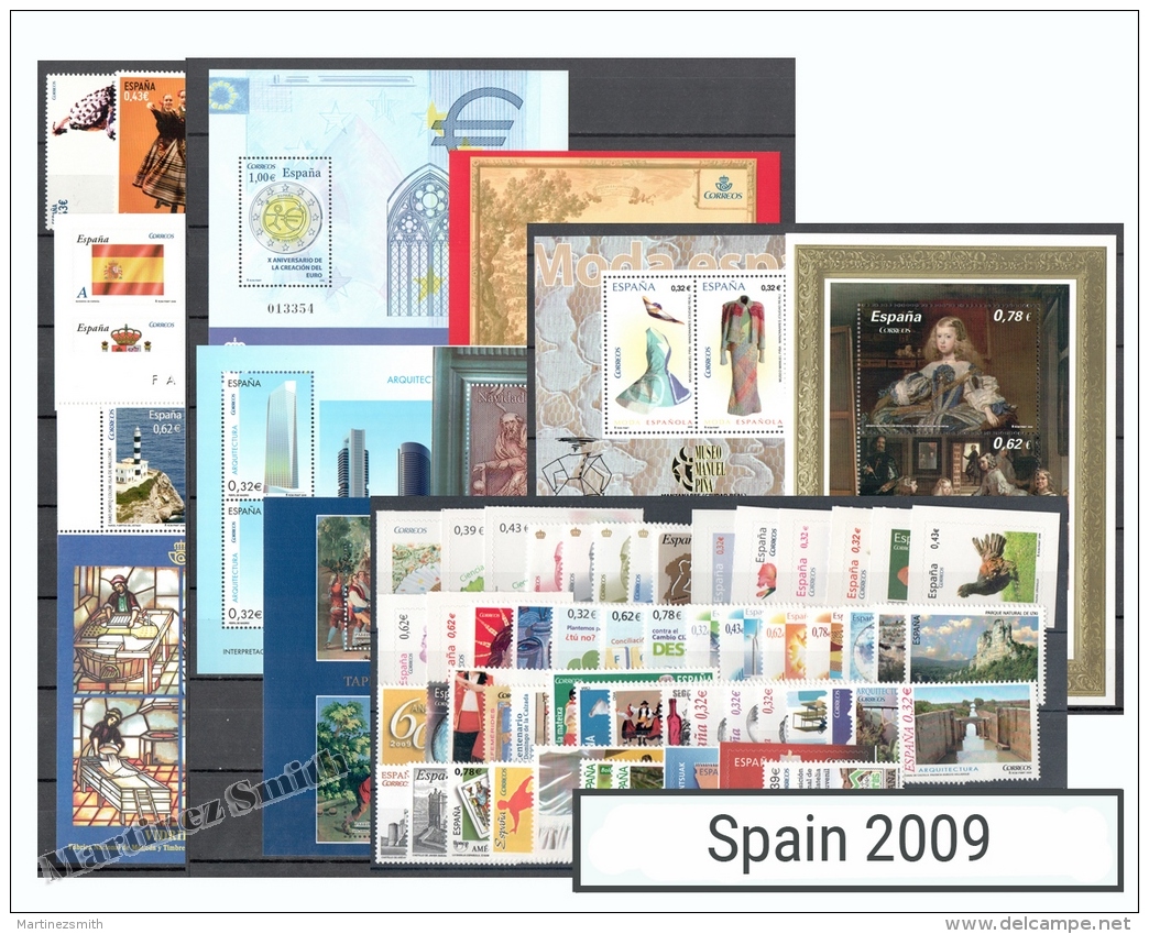 Complete Year Set Spain 2009 - 59 Values + 11 BF + 1 Booklet - Yv. 4079-4170/ Ed. 4446-4523, MNH - Volledige Jaargang