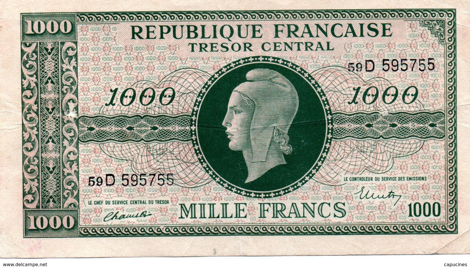 MARIANNE DE DULAC - Effigie "marianne De Dulac" Sur Billet De Banque (1000F De 1945) - 1 000 F 1953-1957 ''Richelieu''