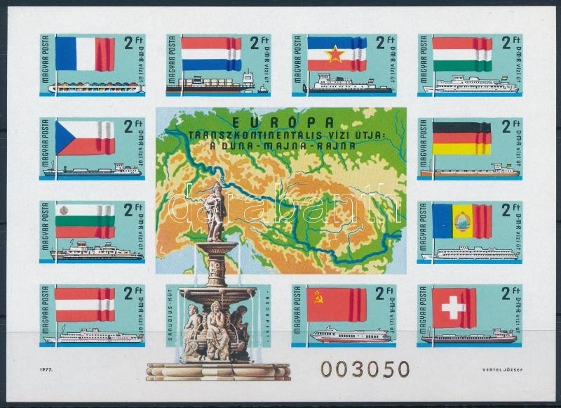 ** 1977 Európa Transzkontinentális Vízi útja: Duna-Majna-Rajna Vágott Blokk (25.000) - Sonstige & Ohne Zuordnung