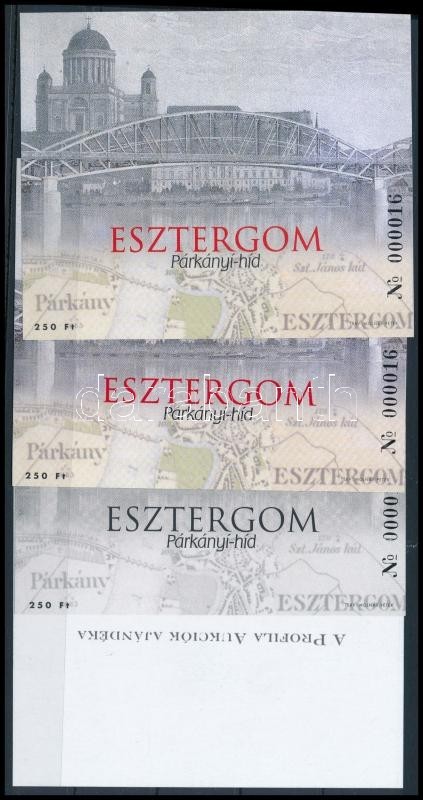 ** 2000/14 Esztergom Párkányi-híd 4 Db-os Emlékív Garnitúra Azonos Sorszámmal (20.000) - Sonstige & Ohne Zuordnung