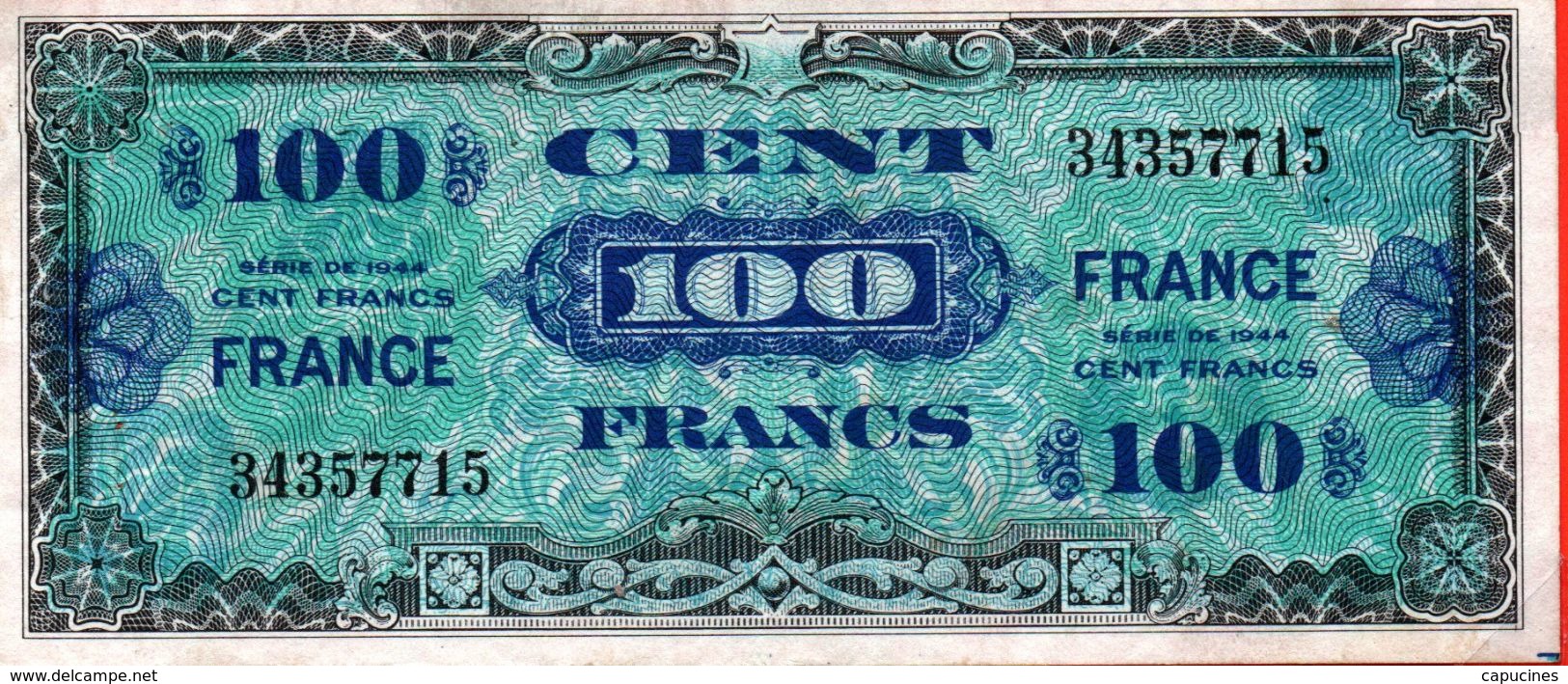 100 F "Verso FRANCE" - Type 1945 (série De 1944) - (SUP) - 1945 Verso Francés