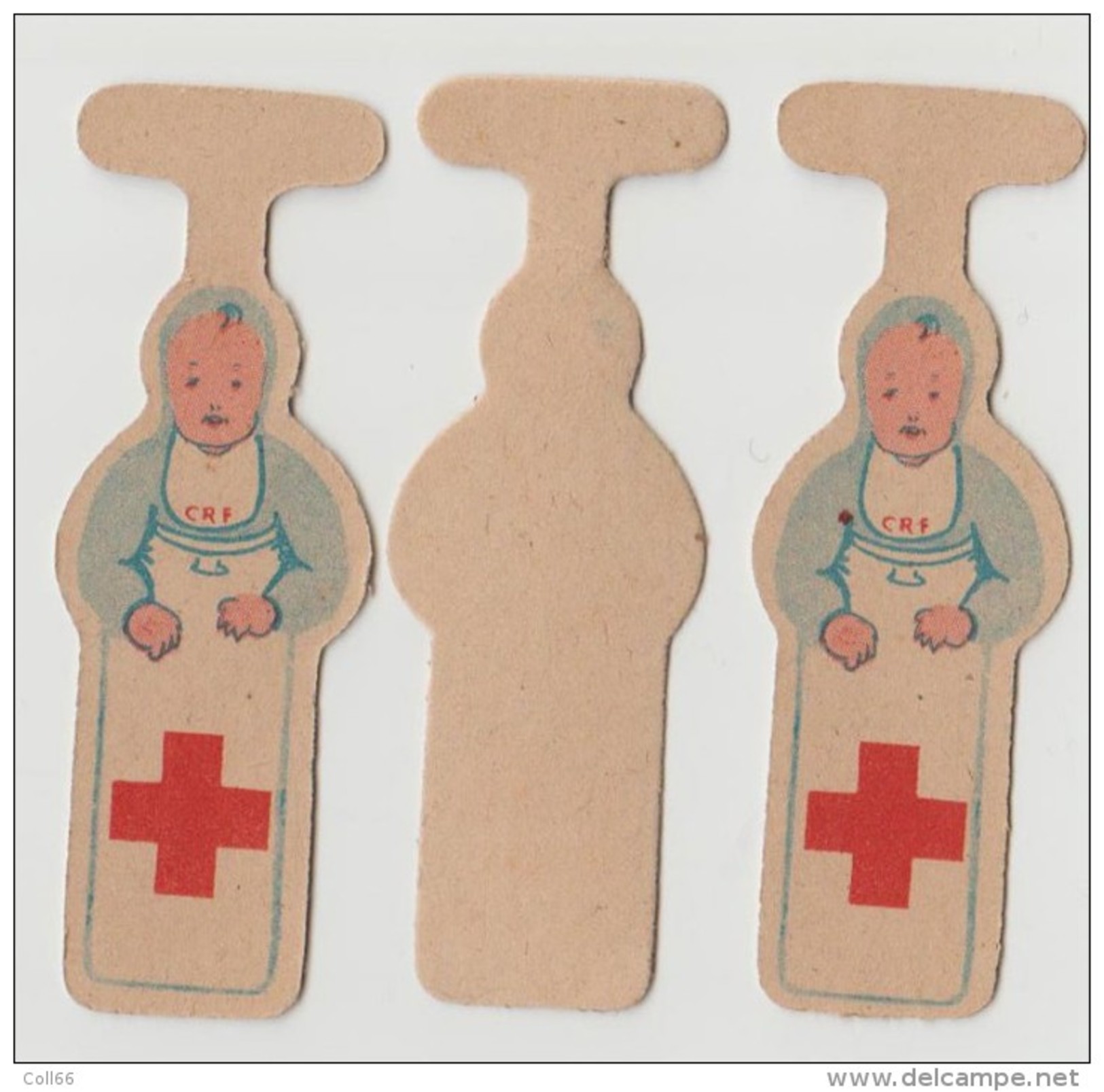 Vintage  2 Cartons Insignes Croix Rouge Française Red French Cross CRF Pour Boutonnière Nourrisson Baby  6x1.5 Cms Mint - Services Médicaux