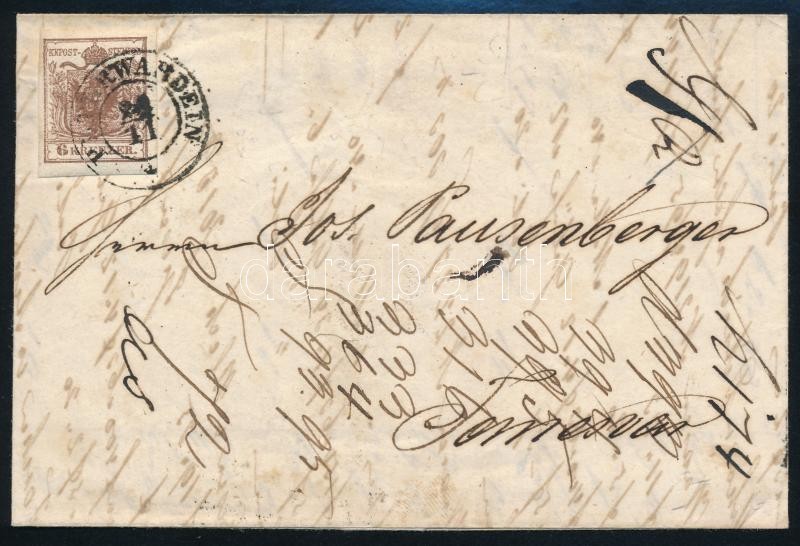 1851 6kr Túlfestékezett Nyomat, Kiemelt Középrész ,,PETERWARDEIN' - ,,TEMESVÁR' - Sonstige & Ohne Zuordnung