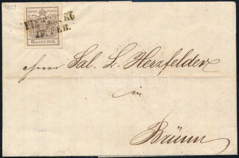 1851 6kr HP Levélen  ,,PRESZBURG' - ,,BRÜNN' - Altri & Non Classificati