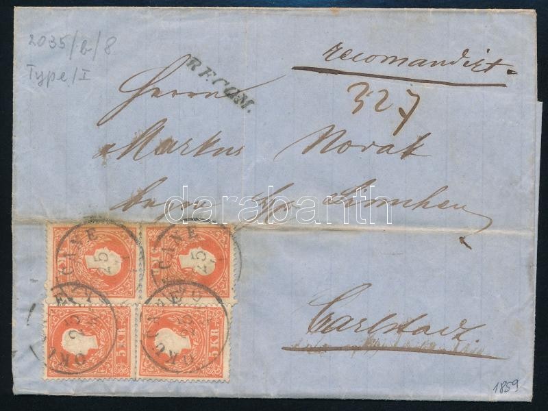 1859 4x5kr I. Ajánlott Levélen ,,OKUCANE' - ,,KARLSTADT' - Sonstige & Ohne Zuordnung