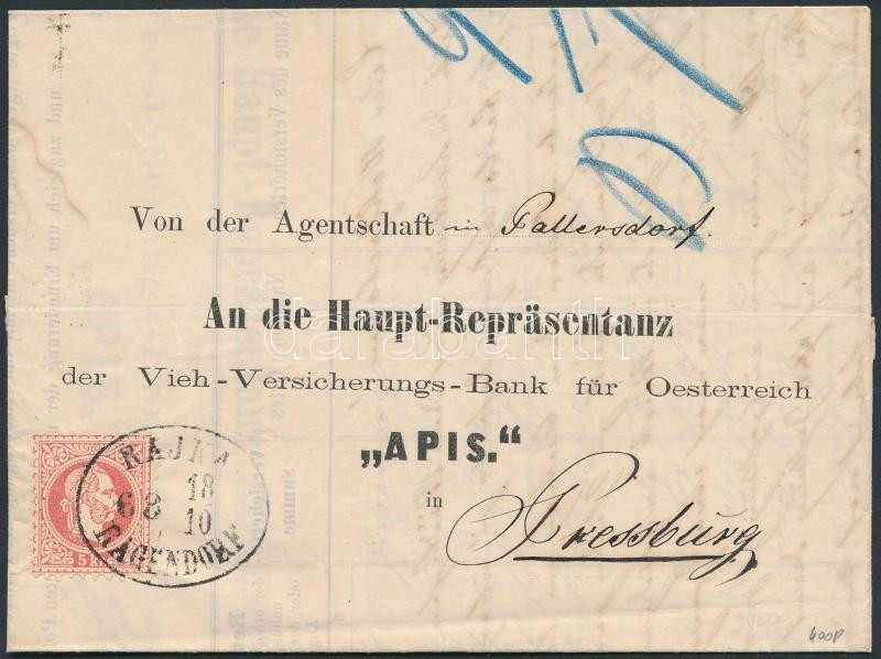 1868 5kr Levélen / On Cover 'RAJKA / RAGENDORF' - 'POZSONY' - Sonstige & Ohne Zuordnung