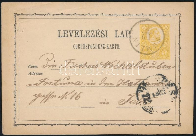 1872 Díjjegyes Levelezőlap 2kr Citromsárga ,,SEMLIN' Luxus Bélyegzéssel - Sonstige & Ohne Zuordnung