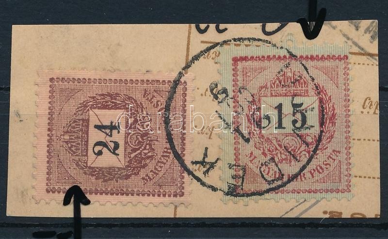 1898 Feketeszámú 15kr + 24kr Kopott Lemez, Javítás - Sonstige & Ohne Zuordnung