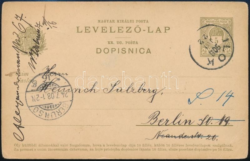 1906 5f Díjjegyes Levelezőlap 'ILOK' - Berlin - Sonstige & Ohne Zuordnung