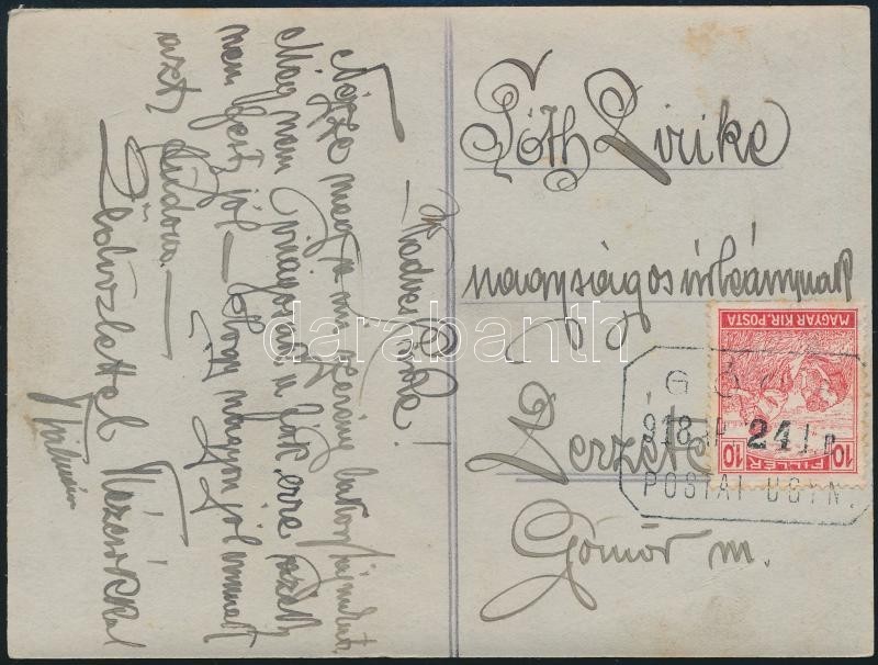 1918 Képeslap GÓCS Postaügynökségi Bélyegzéssel (Kassai Járás) / Postcard With Postal Agency Postmark - Sonstige & Ohne Zuordnung