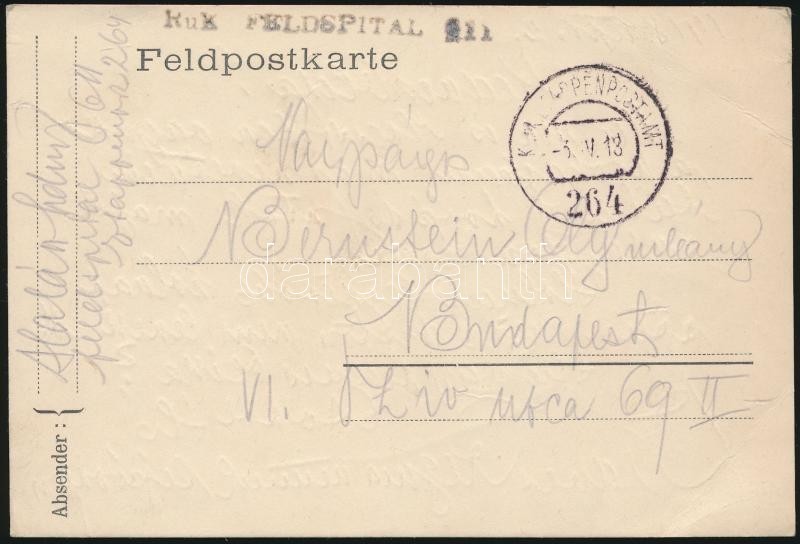 1918 Tábori Posta Levelezőlap 'Kuk FELDSPITAL 611' + 'EP 264' - Sonstige & Ohne Zuordnung